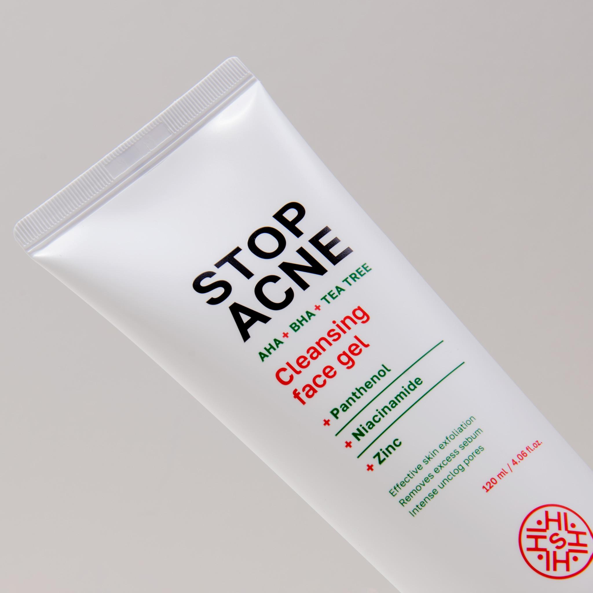 HISKIN STOP ACNE CLEANSING FACE GEL AHA + BHA + TEA TREE, 120 ML - Image 3