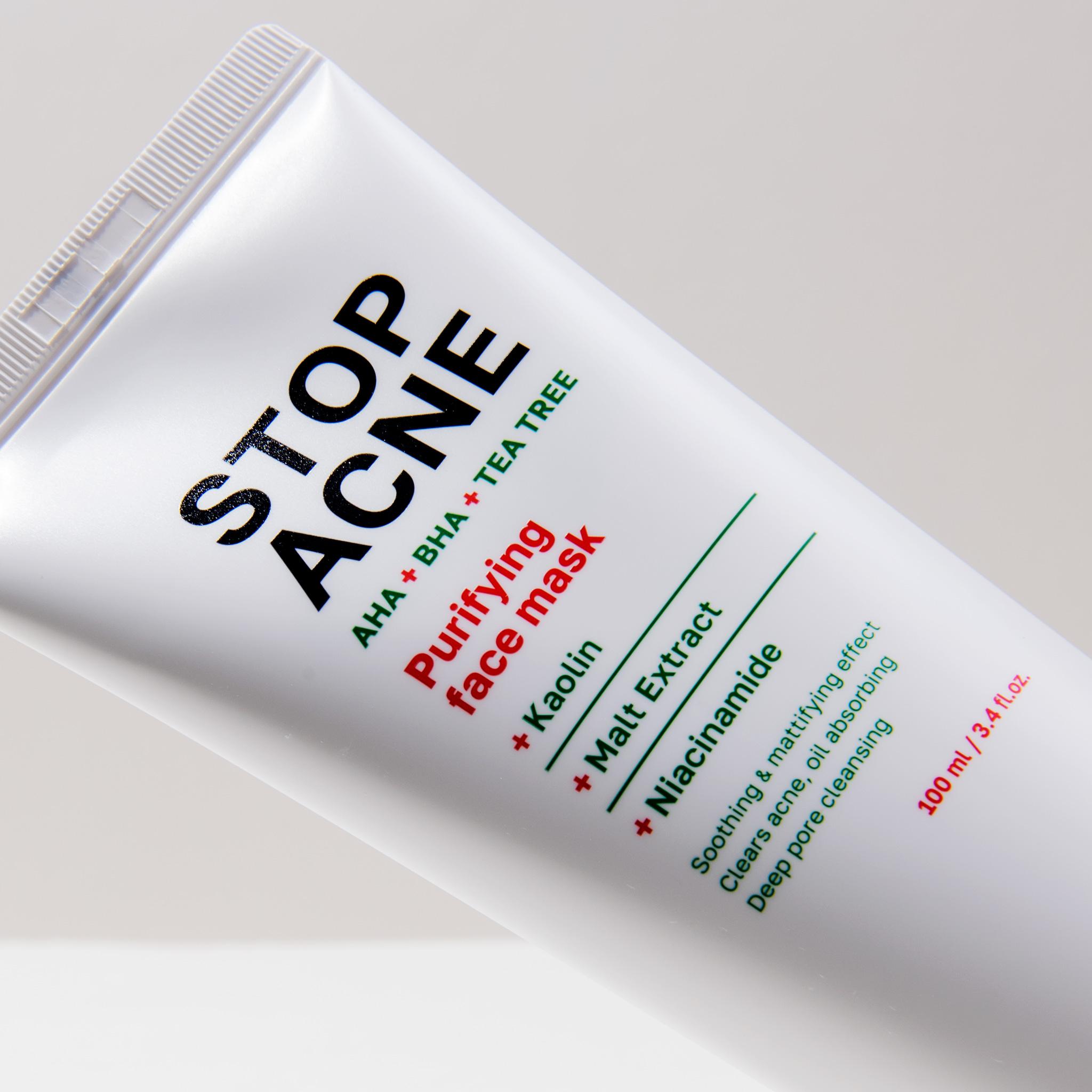 HISKIN STOP ACNE PURIFYING FACE MASK AHA + BHA + TEA TREE, 100 ML - Image 3