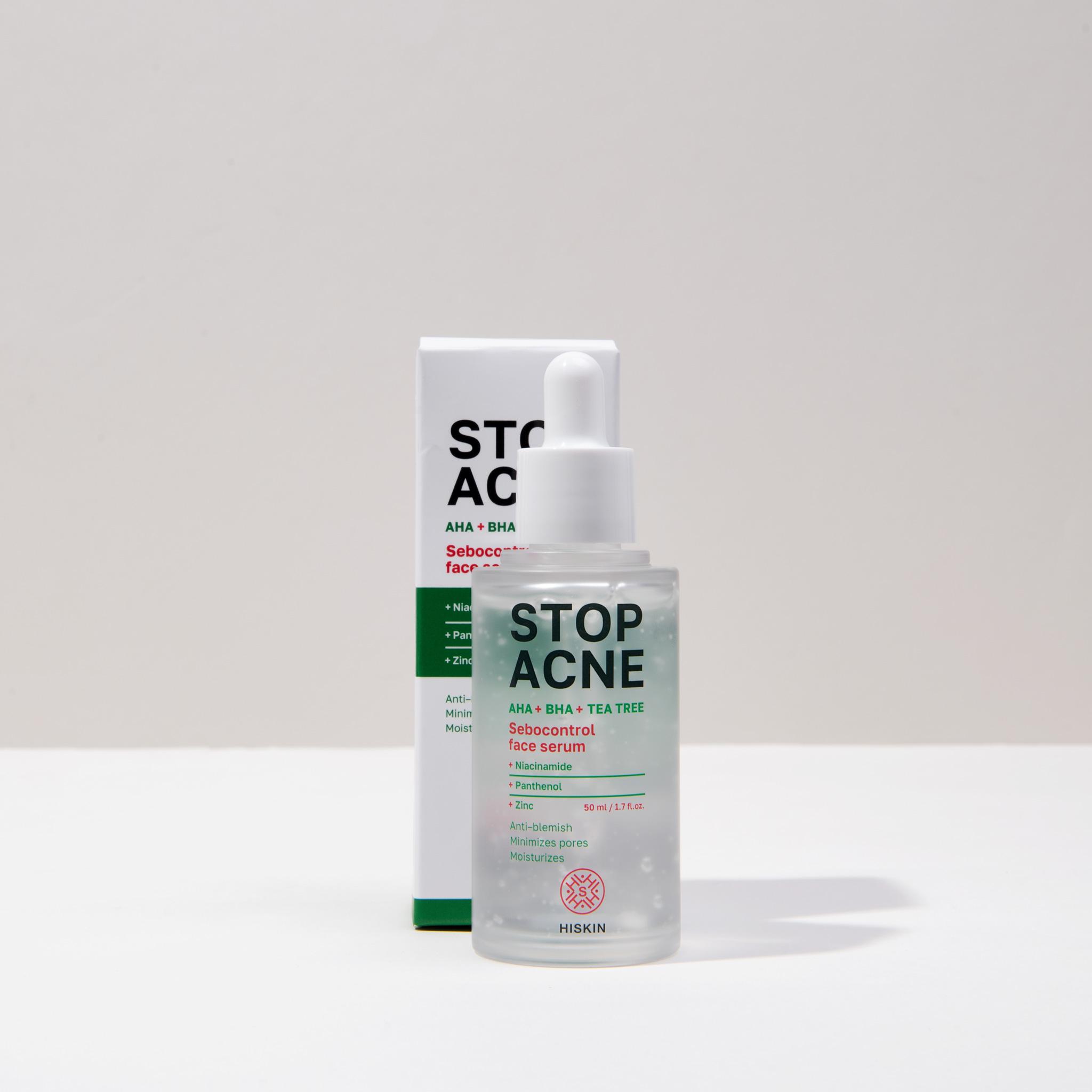 HISKIN STOP ACNE SEBOCONTROL FACE SERUM AHA + BHA + TEA TREE, 50 ML