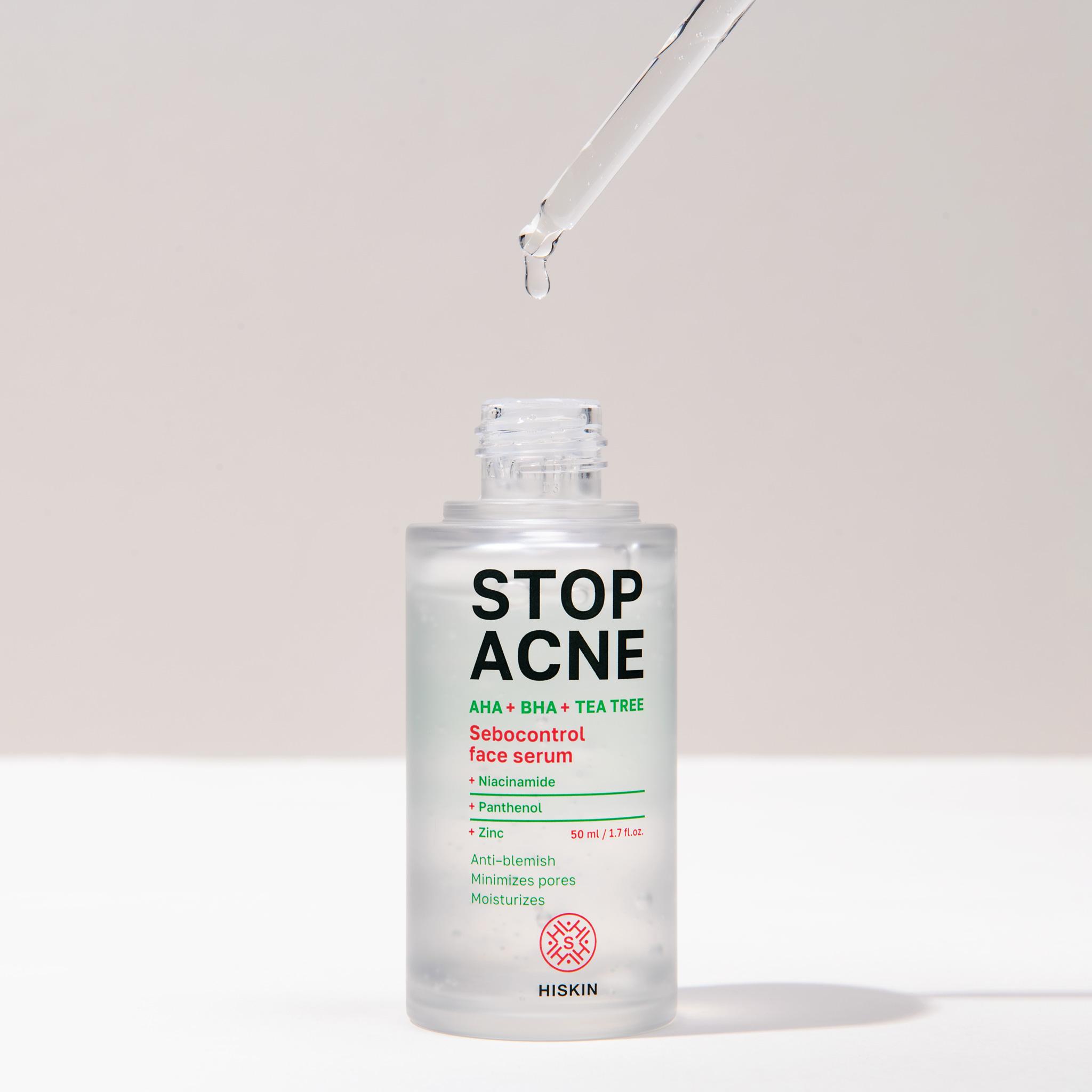 HISKIN STOP ACNE SEBOCONTROL FACE SERUM AHA + BHA + TEA TREE, 50 ML - Image 3