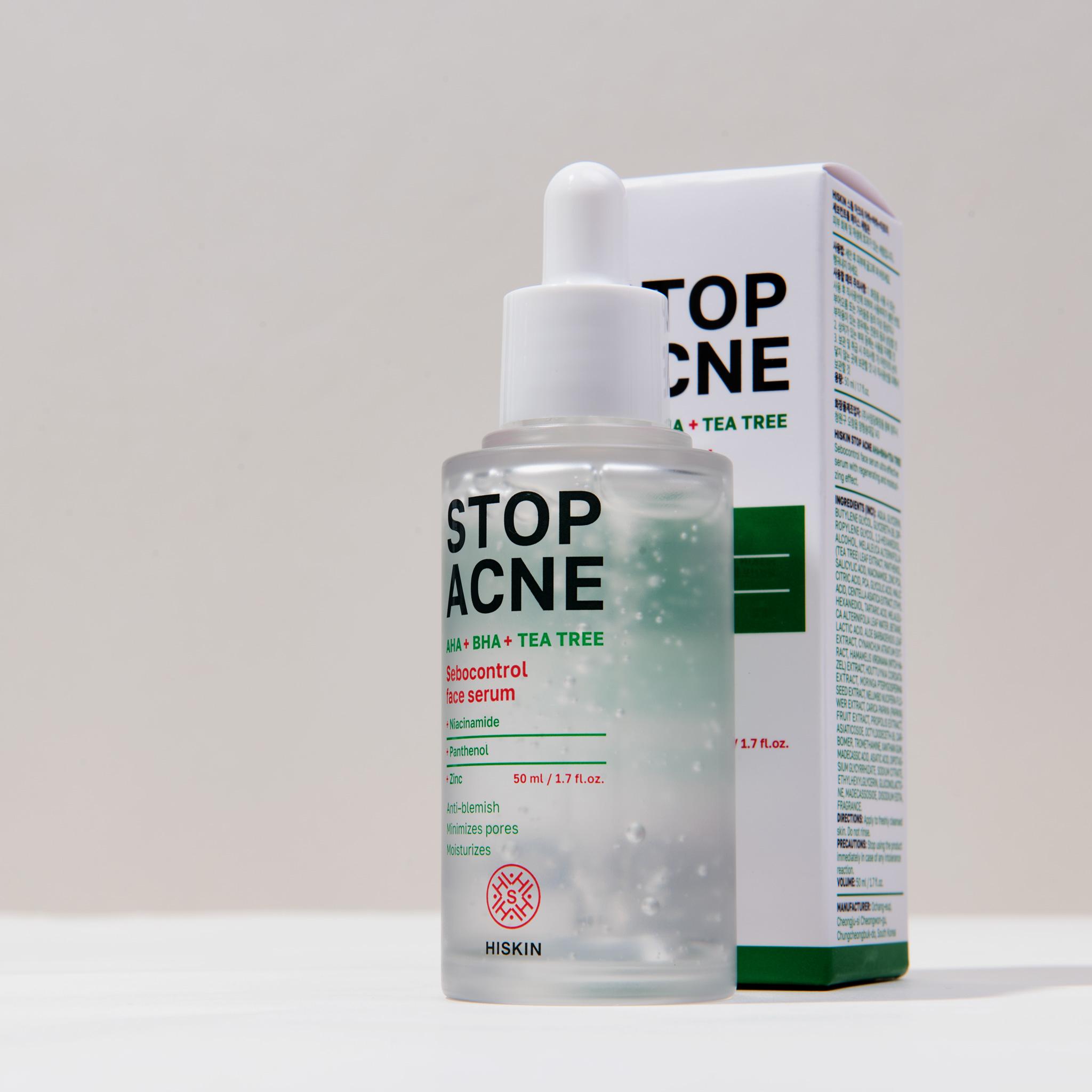 HISKIN STOP ACNE SEBOCONTROL FACE SERUM AHA + BHA + TEA TREE, 50 ML - Image 5