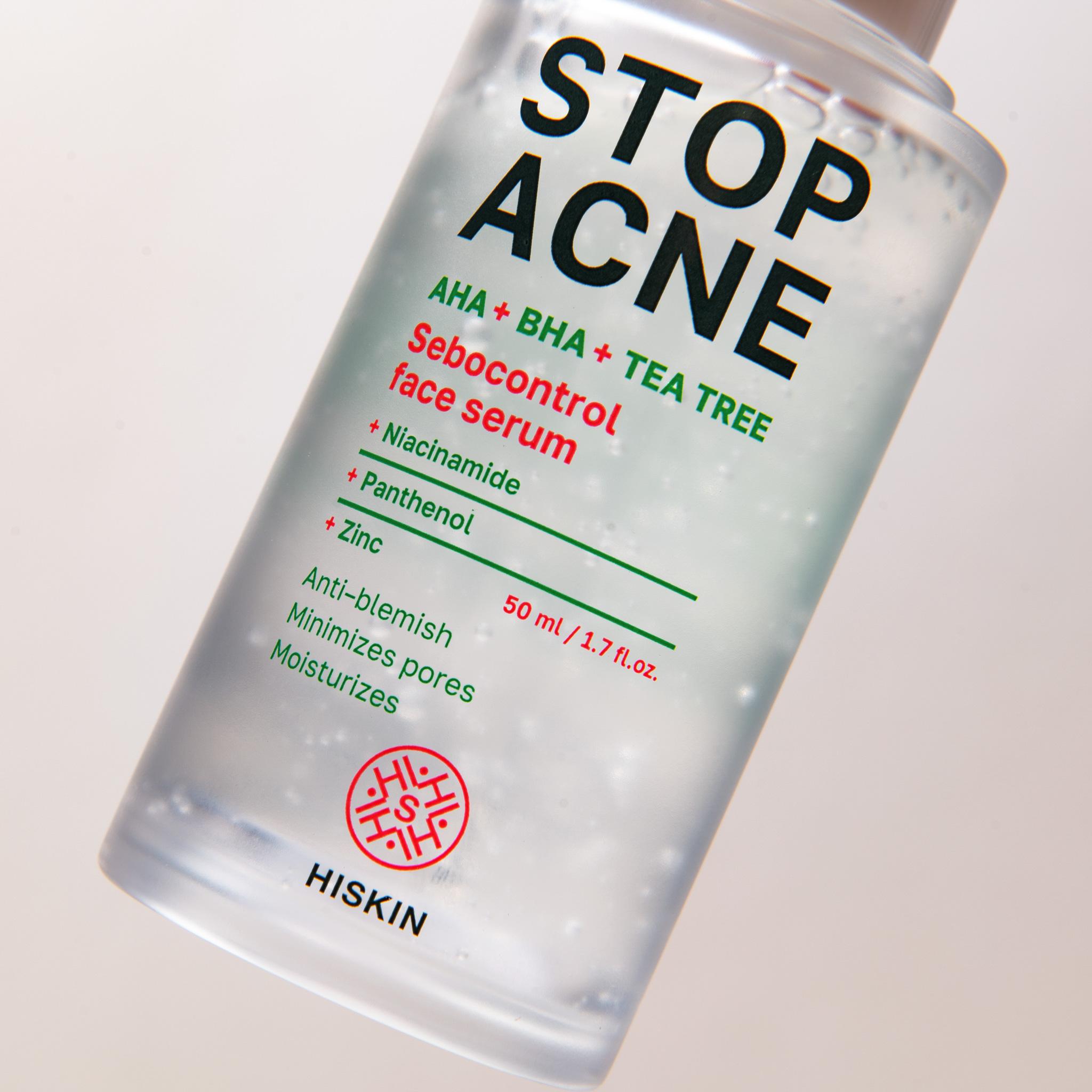 HISKIN STOP ACNE SEBOCONTROL FACE SERUM AHA + BHA + TEA TREE, 50 ML - Image 6