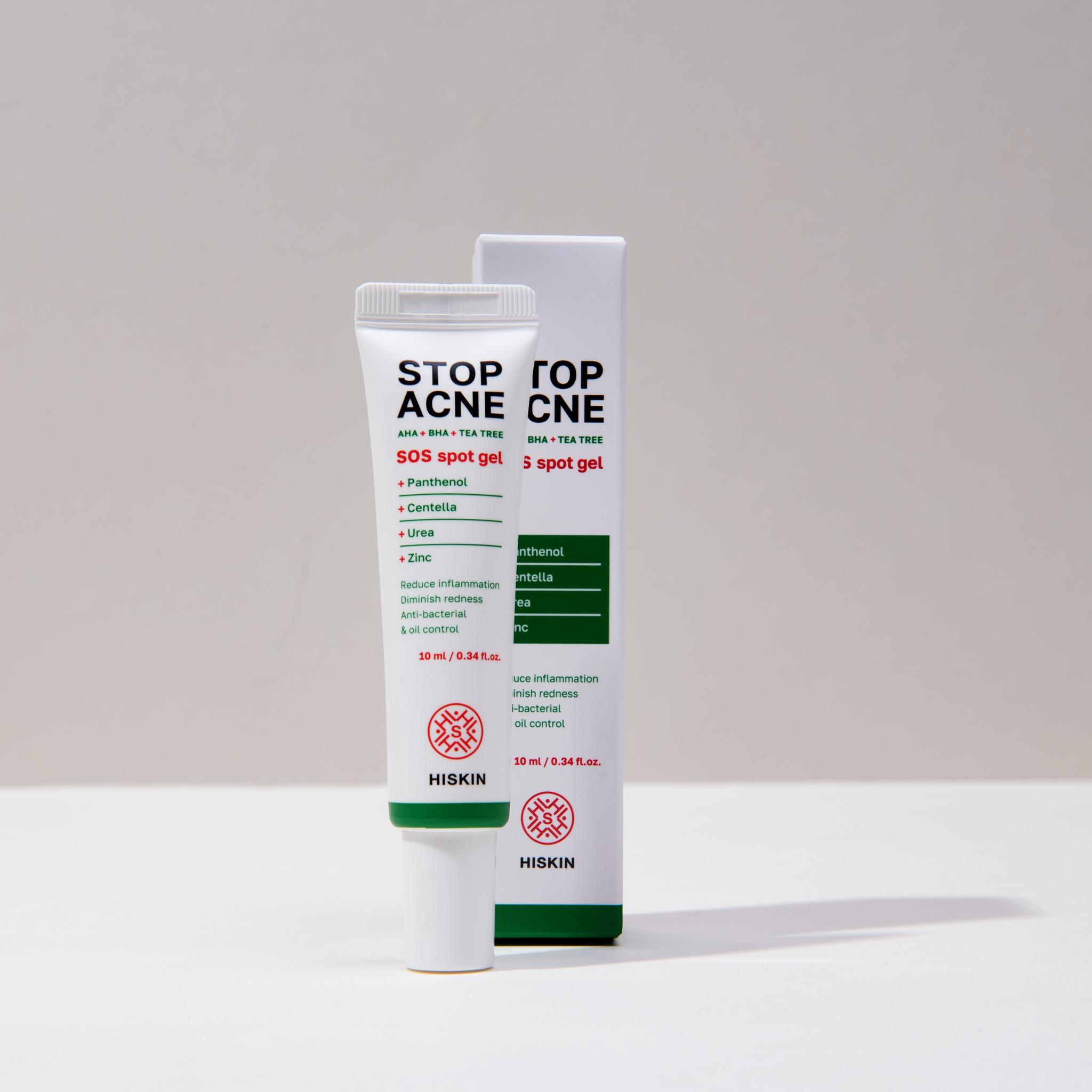 HISKIN STOP ACNE SOS SPOT ANTI-INFLAMMATORY GEL AHA + BHA + TEA TREE, 10 ML